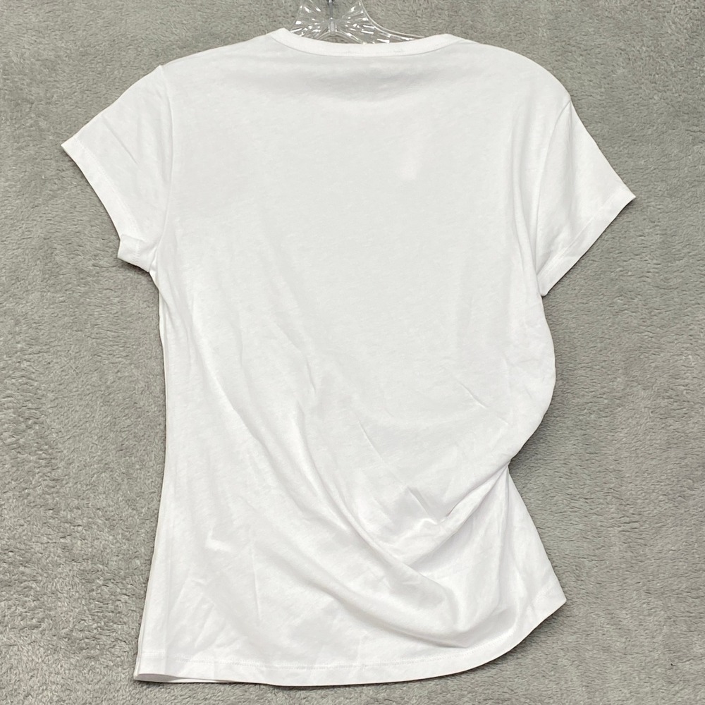 Madewell Top Womens XS White Asymmetric Ruched Tee Allday Jersey Crewneck NZ390 - Picture 10 of 11
